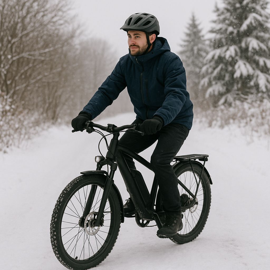 príprava elektrického bicykla na jazdu v zime